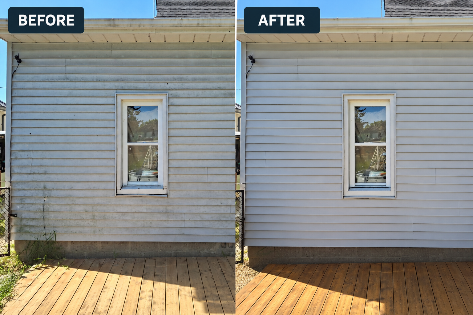Before and after — House Siding & Deck Wash